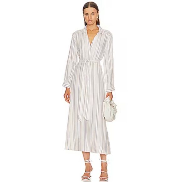 Brochu Walker Shirtdress Beige Striped Midi Dress NEW - Picture 1 of 9